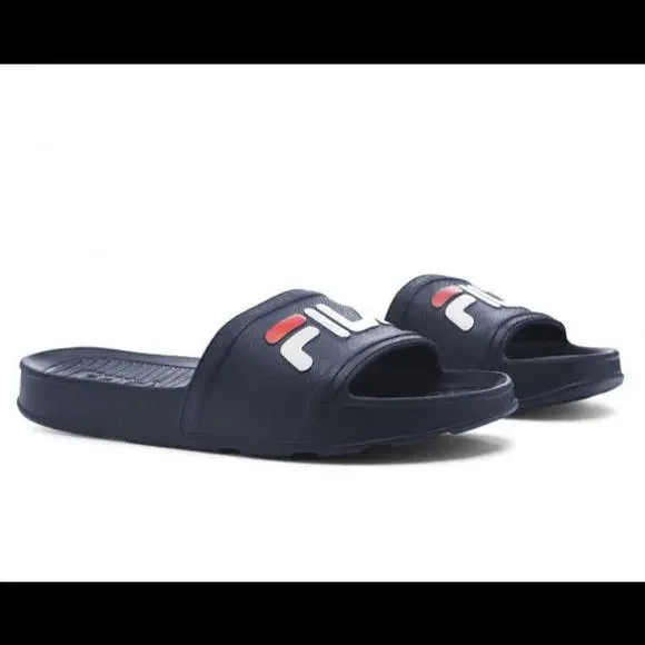 Fila Shoes Fila Sleek Slides St Navy Blue White Red Sandals